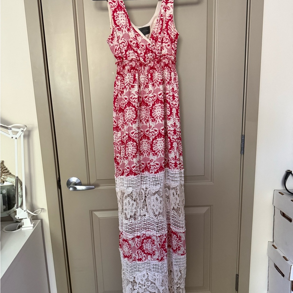 Anthropologie Sunday in Brooklyn Red and White Maxi Dress
